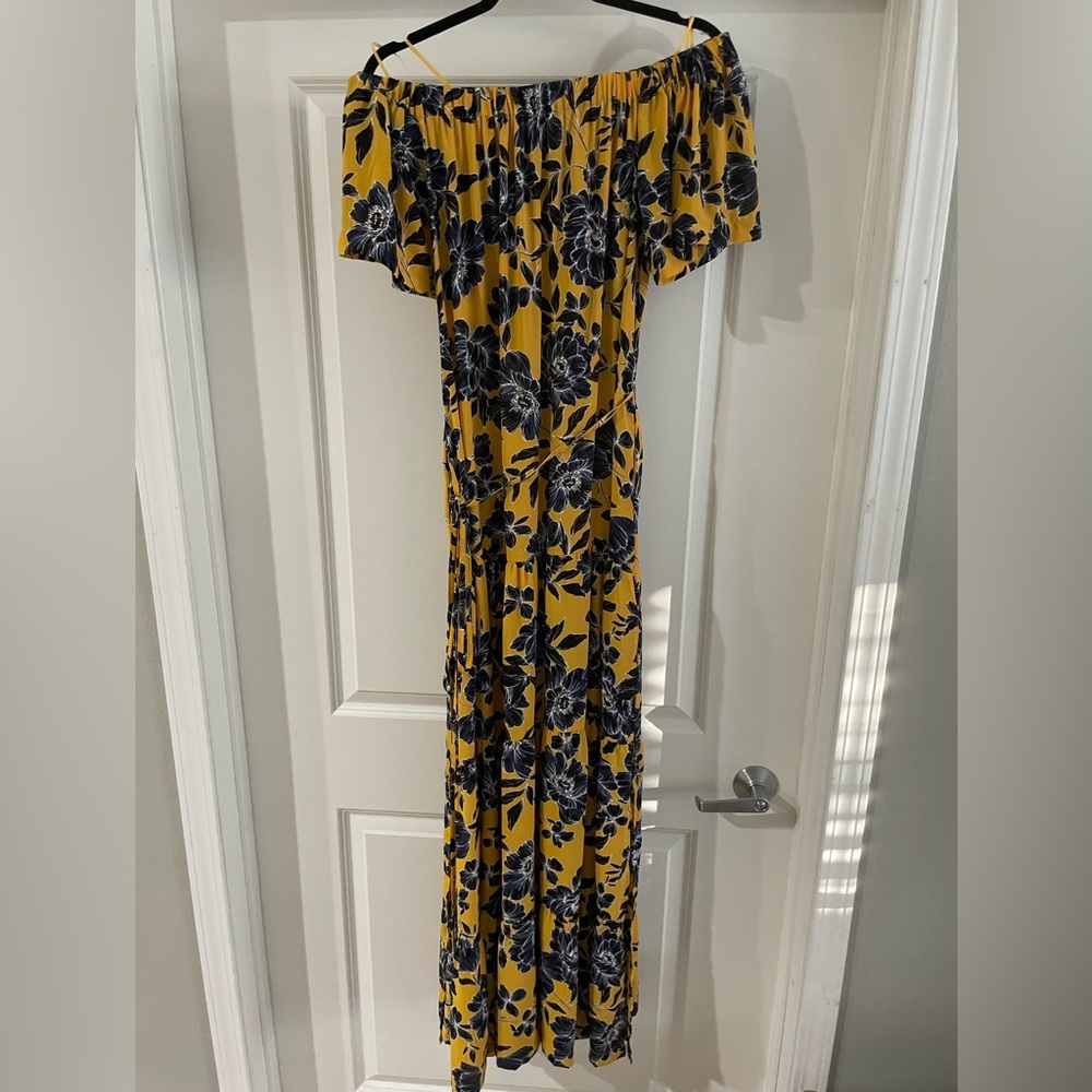 Olivaceous Vici collection Floral off the shoulder maxi dress